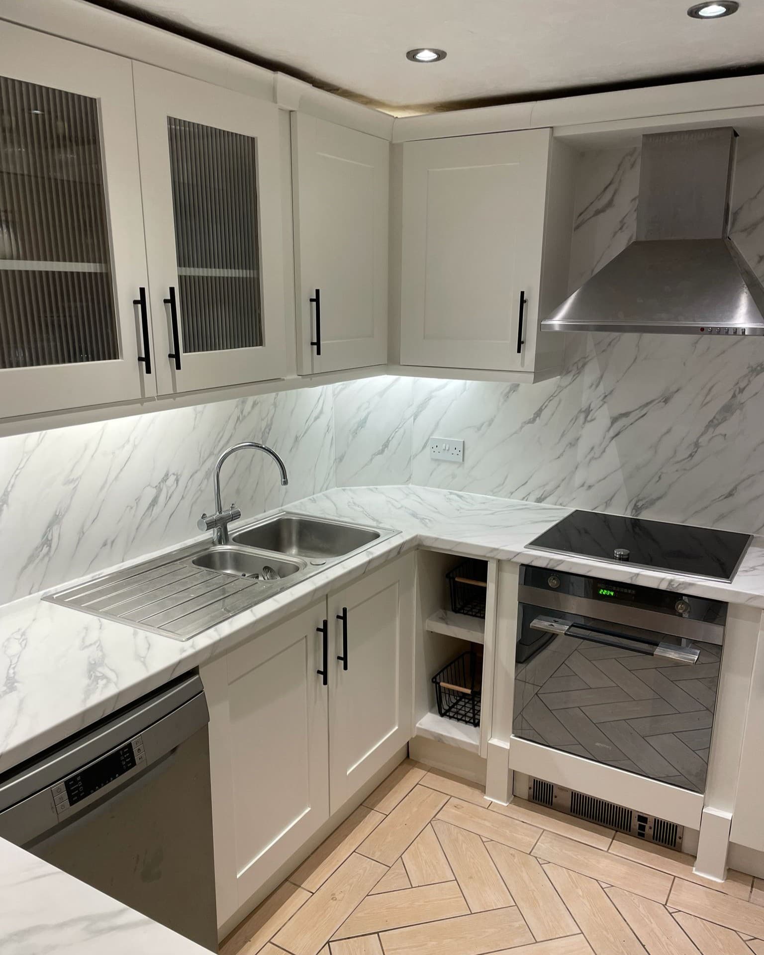 Marble-effect kitchen wrap by Wrap Effect, Cardiff
